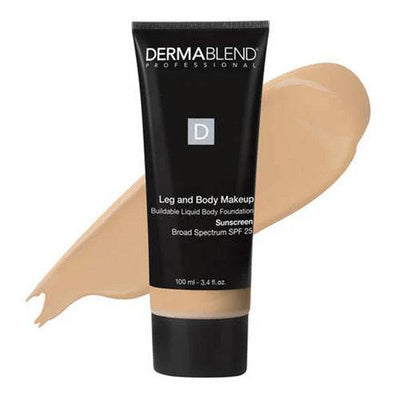 Dermablend Body Makeup - Full Coverage 100 ml in medium beige shade, liquid foundation for legs and body with SPF 25, smudge-resistant formula.