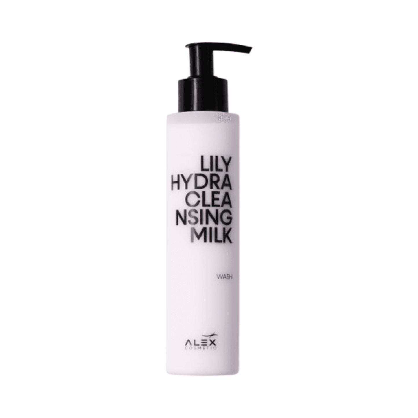 Alex Cosmetics Lily Hydra Cleansing Milk face wash cleanser in a sleek white pump bottle. Gentle formula removes impurities and makeup effectively.