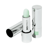 Open BIOEFFECT Lip Balm showing mint green balm and silver tube, designed for nourishing and moisturizing lip treatment.