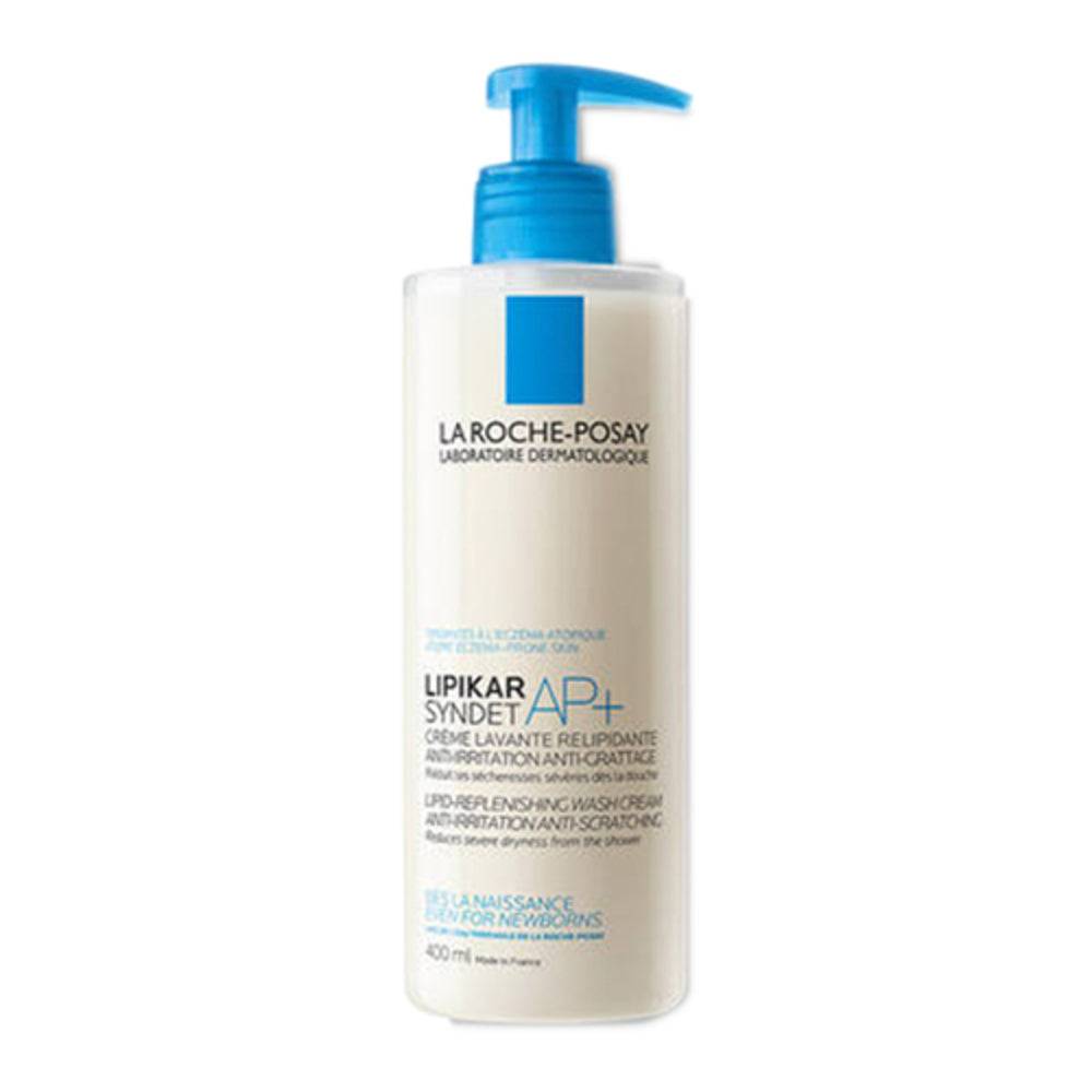 La Roche Posay Lipikar Syndet AP+ Body Wash with pump bottle, ideal for dry, itchy, sensitive skin. Restores skin microbiome and barrier function.