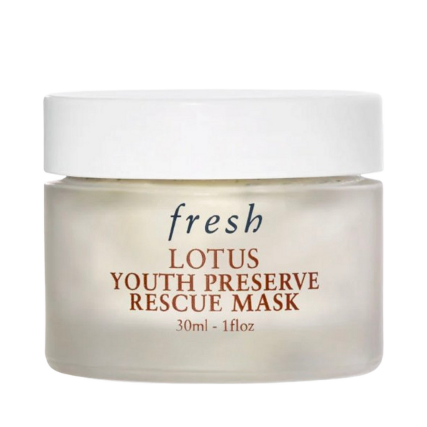 Fresh Lotus Youth Preserve Mask 30ml in frosted glass jar, a gentle exfoliating face mask for radiant, youthful skin.