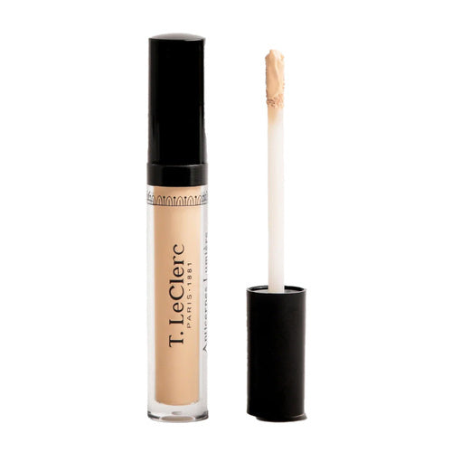 T LeClerc Luminous Corrector Concealer in beige tone, 2-in-1 formula with cornflower water for 8-hour hydration and radiant skin finish.
