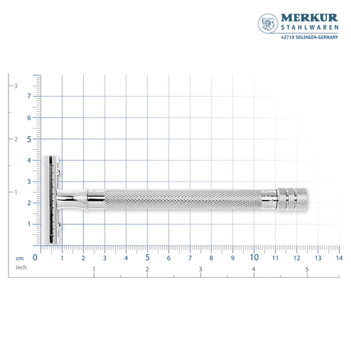 Merkur 3-Piece Ladies DE Safety Razor, Closed Comb, Knurled Extra Long Handle, Chrome, Pink Box