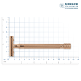 Merkur 3-Piece Ladies DE Safety Razor, Closed Comb, Knurled Extra Long Handle, Rose Gold, Pink Box
