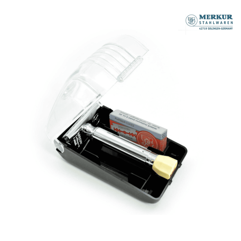 Merkur 3-Piece Shaving Set with Progress Adjustable Razor (500001), Hard Case and 10pack of blades, Chrome