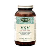 Flora MSM 1000mg 180 vegetarian capsules for effective osteoarthritis pain relief. Natural joint support superfood in health and fitness care.