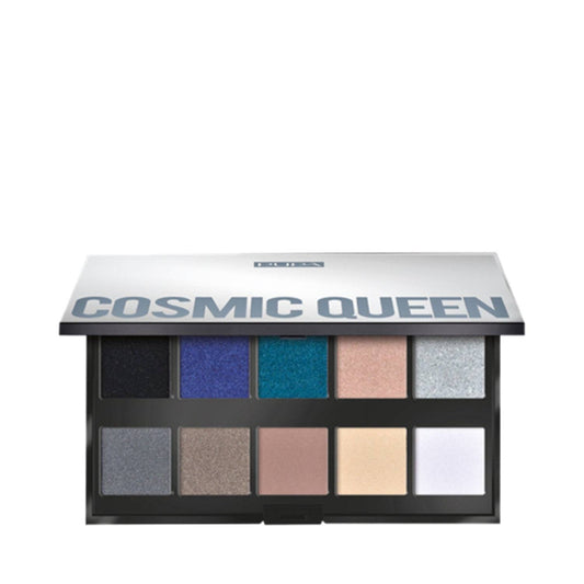 Pupa Make Up Stories Palette - 10 Eyeshadow Set in Cosmic Queen edition featuring bold mauve and metallic tones. Ideal for artistic makeup looks.
