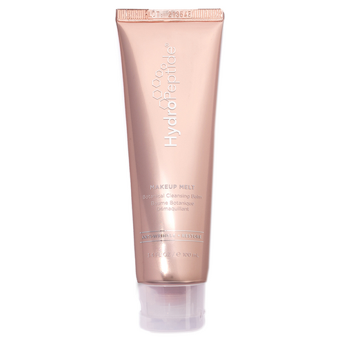 HydroPeptide Makeup Melt Botanical Cleansing Balm tube with anti-wrinkle and restore formula, perfect for gentle facial cleansing.