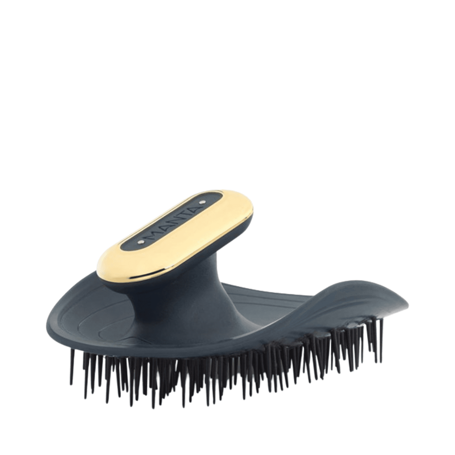 Manta Pulse Hair Massager in Deep Ocean Blue with ergonomic handle and flexible bristles for stress relief and scalp stimulation.