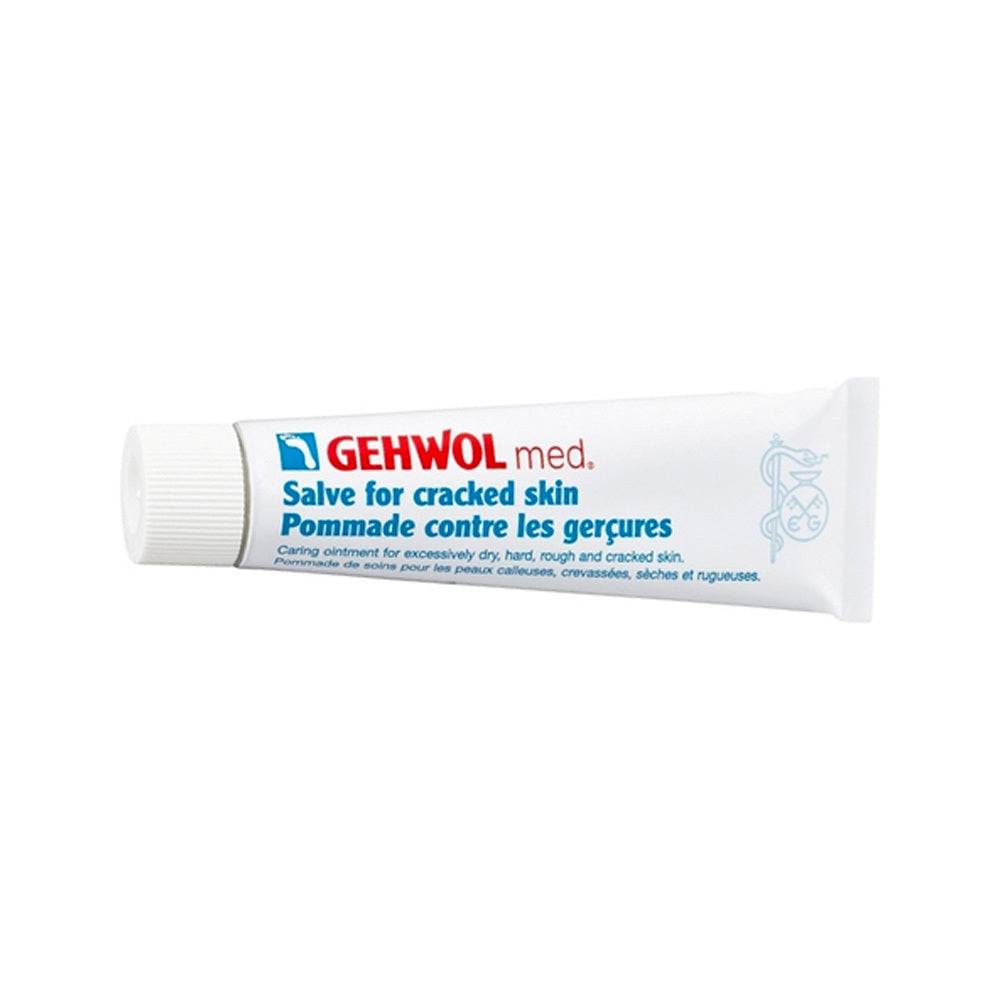 Gehwol Med Salve Cracked Skin - Treatment Ointment in white tube packaging for dry, rough, and callused feet. Ideal for personal care routines.