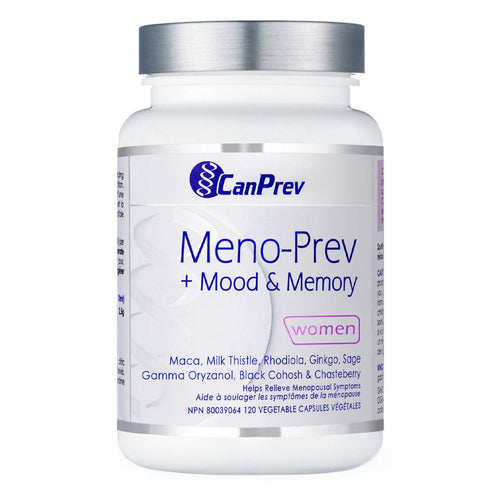 CanPrev Meno-Prev Mood Support - Menopause Relief | Memory supplement bottle for women. Supports mood balance and memory during menopause.