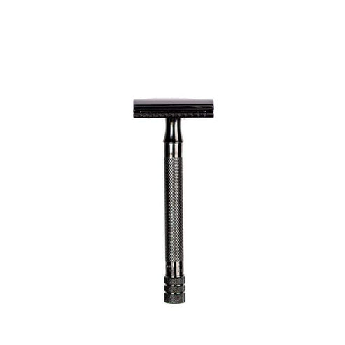 Merkur 23B 3-Piece DE Safety Razor, Closed Comb, Knurled Long Handle, Black