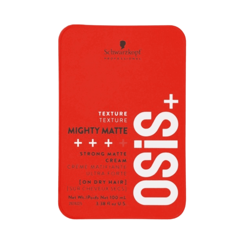 OSiS+ Mighty Matte Strong Matte Cream Hair Styling product in a bold red 100 ml container, ideal for dry hair and strong matte texture control.