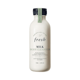 Fresh Milk Body Cleanser 75ml for bath and shower, featuring centella, rice, and linseed to gently cleanse and condition sensitive or dry skin.