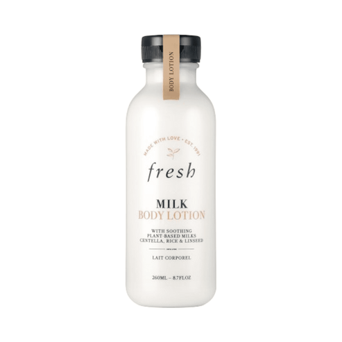 Fresh Milk Body Lotion - 24-hour Hydration | Skin Barrier Strength in a 260ml bottle, enriched with plant-based milks for dry skin care.