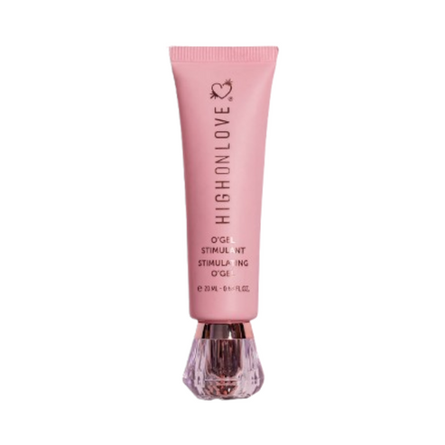 High on Love Mini Stimulating O Gel Body Oil in a 20 ml pink tube with crystal-like cap, ideal for personal care and body stimulation.