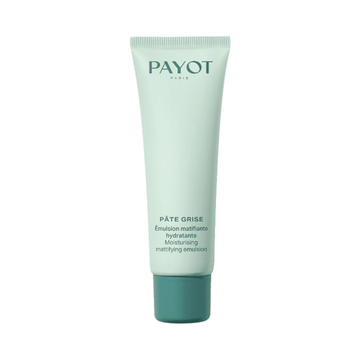 Payot Emulsion - Moisturizing | 96% Natural Ingredients in a sleek mint green tube. Ideal for hydrating and mattifying face and neck skin daily.