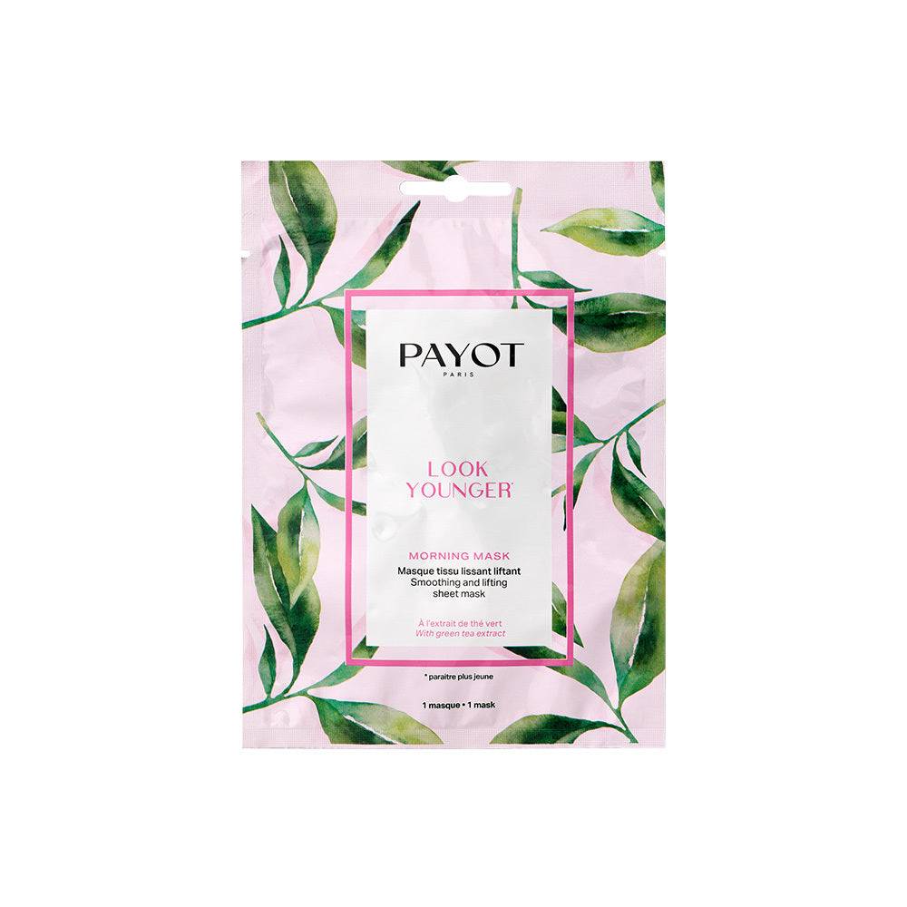 Payot Morning Mask - Look Younger eco-friendly sheet mask with green tea and rose for youthful skin. Ideal for quick skincare in 15 minutes.