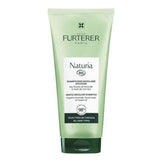 Rene Furterer Naturia Shampoo - Gentle Micellar for daily use, shown in a green tube with lavender floral water and castor oil for all hair types.
