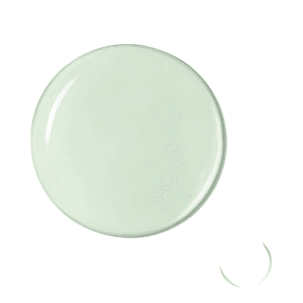 Close-up of Rene Furterer Naturia Gentle Micellar Shampoo texture, light green gel ideal for cleansing and adding shine to hair.