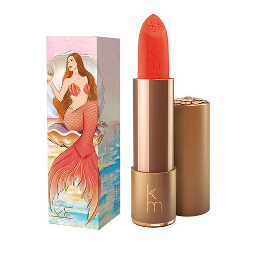 Karen Murrell Lipstick - Natural Nude Lipstick | 4 ml / 0.14 oz in deep pink with illustrated box of a woman in a short pink dress by a phone booth.