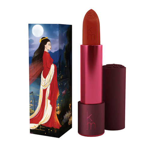 Karen Murrell Lipstick - Natural Nude Lipstick | 4 ml / 0.14 oz in dark burgundy with floral-themed box showing a woman in a wine-colored gown.