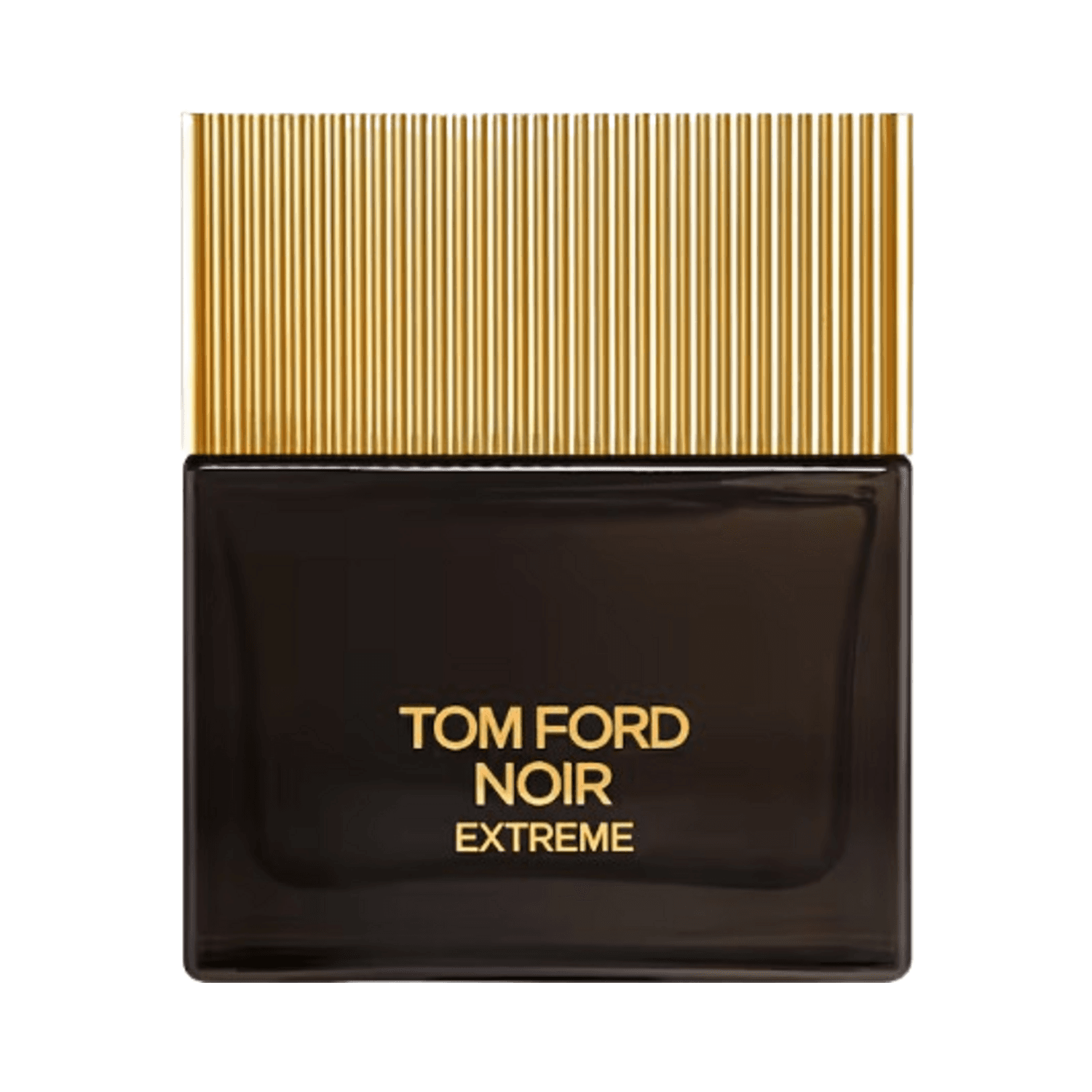 Luxury men's fragrance Tom Ford Noir Extreme displayed in a dark glass bottle with gold detailing, ideal for a sensual and daring aroma.
