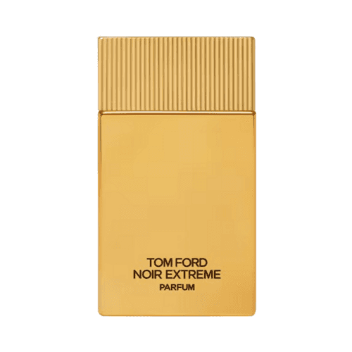 Tom Ford Noir Extreme Parfum - Vertical view of the elegant gold bottle. A premium amber woody scent in the men's fragrance category.