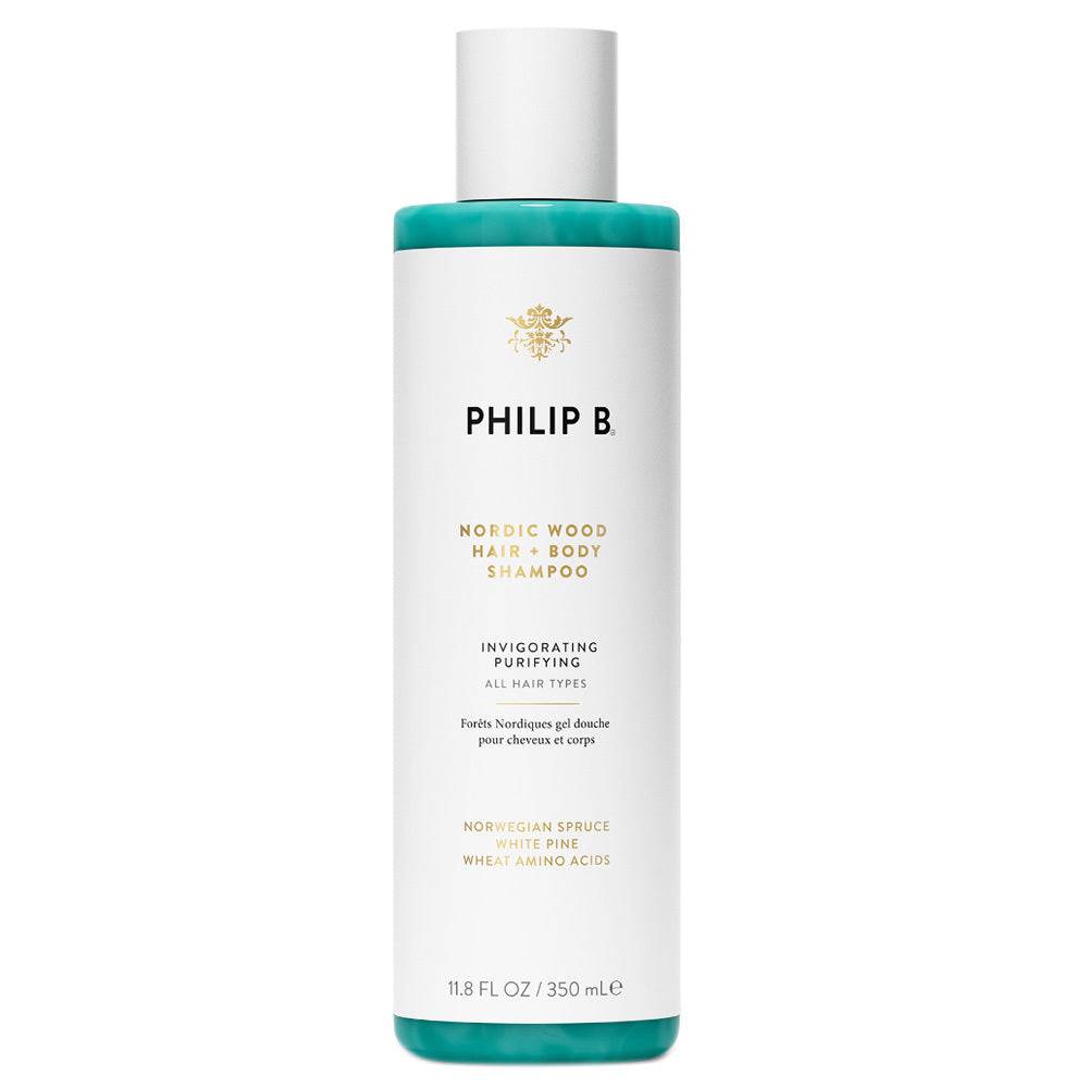 Philips B Botanical Shampoo - Nordic Wood Hair & Body in 350ml bottle with invigorating formula for all hair types. Features spruce and amino acids.