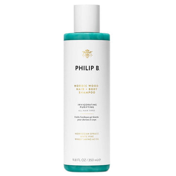 Philips B Botanical Shampoo - Nordic Wood Hair & Body in 350ml bottle with invigorating formula for all hair types. Features spruce and amino acids.