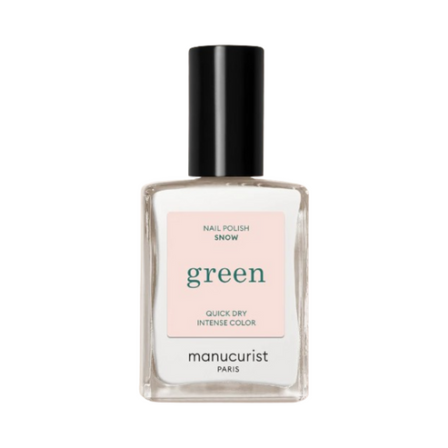 Manucurist Orange Range Nail Polish 15ml/0.51 fl oz in Snow shade, a crisp white polish with intense color payoff.