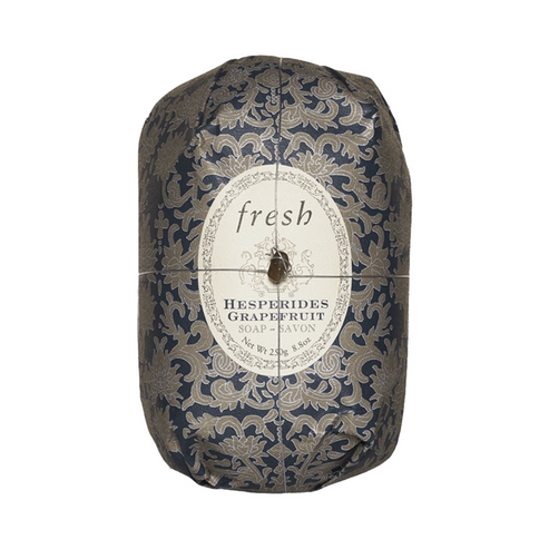 Luxury Fresh Oval Soap - Hesperides Grapefruit scent in decorative packaging, ideal for body wash routines with rich lather and refreshing citrus aroma.