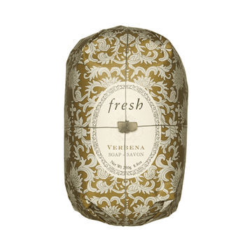 Fresh Oval Soap Verbena - Vegetable Body Soap wrapped in elegant gold floral paper, ideal for moisturizing and refreshing body care routines.