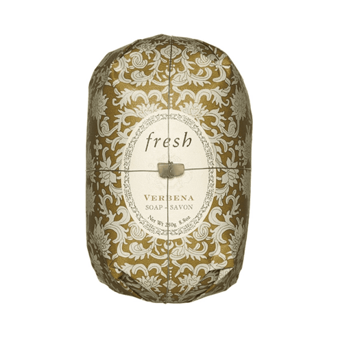 Fresh Oval Soap Verbena - Vegetable Body Soap wrapped in elegant gold floral paper, ideal for moisturizing and refreshing body care routines.