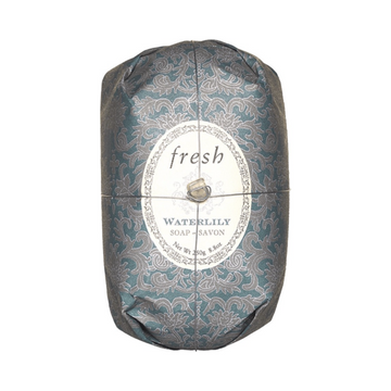 Fresh Oval Soap - Waterlily Oval Soap wrapped in elegant blue floral paper, 250g moisturizing body soap with shea butter and long-lasting scent.
