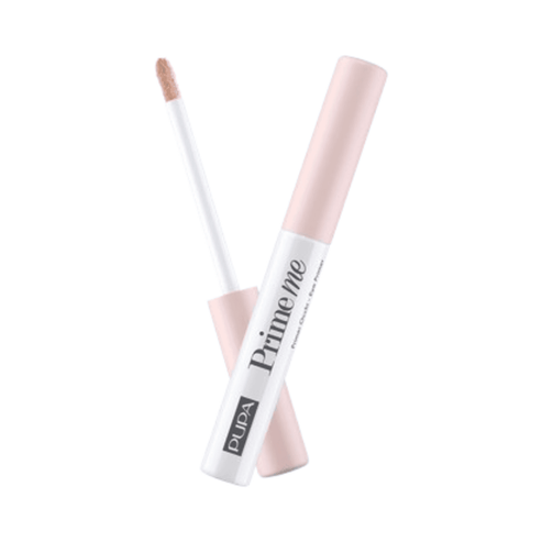 Close-up of Pupa PRIME ME Eye Primer - 001 Nude in sleek pink and white packaging, perfect for smooth eye shadow application.