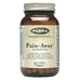 Flora Pain-Away: botella de suplemento herbario para aliviar el dolor que contiene ingredientes naturales para aliviar los dolores de cabeza y el dolor reumático.