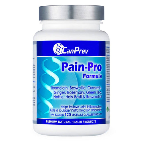 CanPrev Pain-Pro Formula - Pain Relief Supplement with turmeric, ginger, and resveratrol for joint support. 120 vegetable capsules bottle.