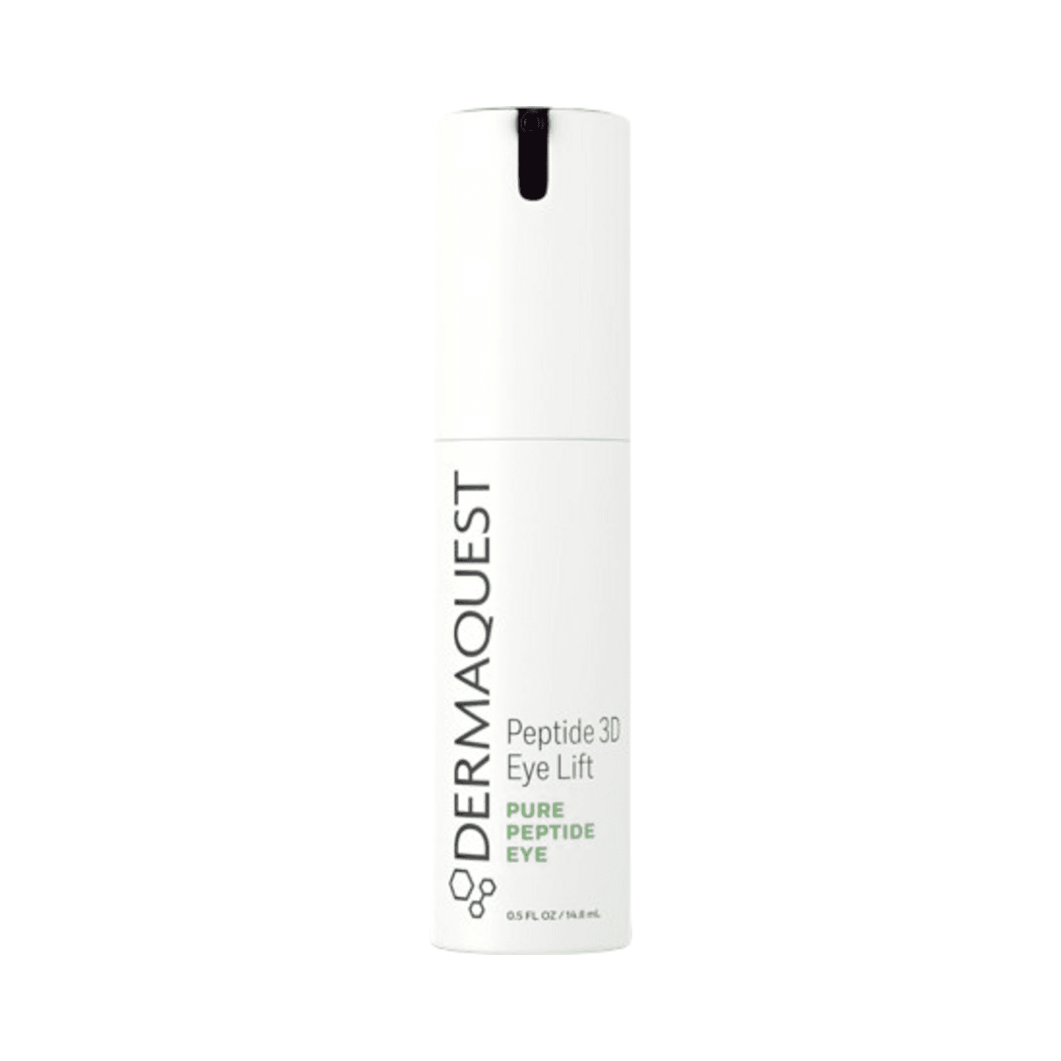 Dermaquest Peptide Eye Lift - Eye Lift Cream with peptides and stem cells in sleek white pump bottle for under-eye puffiness and dark circles.