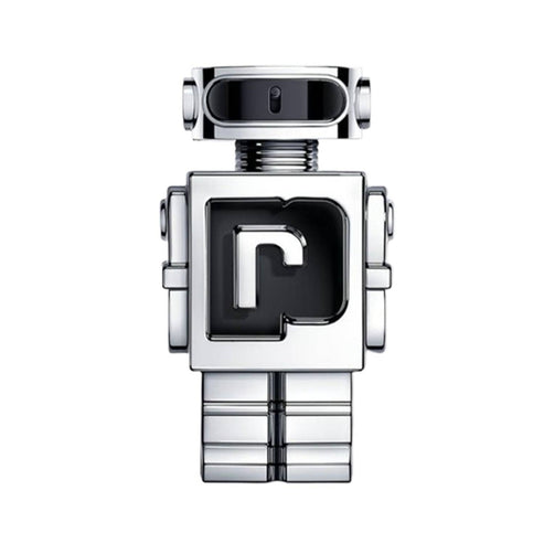 Paco Rabanne Phantom Eau de Toilette in chrome robot design. A standout men's fragrance in health and beauty perfumes and colognes.