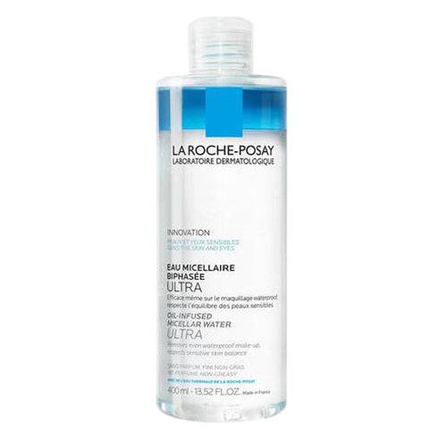 La Roche Posay Micellar Solution 400ml face wash cleanser for sensitive skin. Gently removes waterproof makeup while maintaining skin's pH balance.