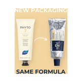 Phyto 7 Nourishing Day Cream new packaging comparison with old tube. Same formula for soft, manageable hair with 7 plant extracts.