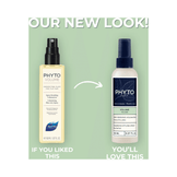Packaging update of Phyto Phytovolume Volumizing Styling Spray showing transition from old yellow bottle to new white and navy design.