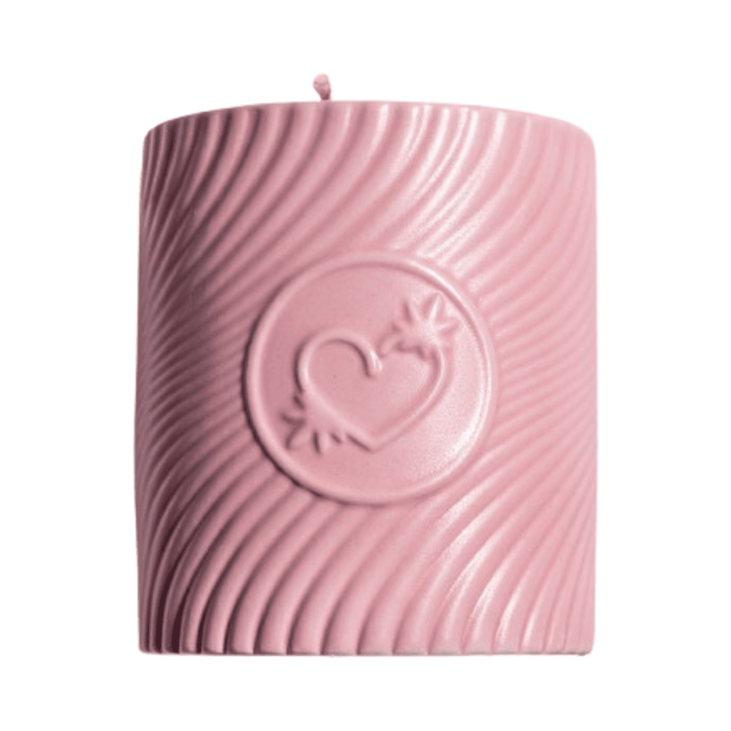 High on Love Pink Massage Candle in Strawberries and Champagne scent with embossed heart logo, part of eSkinStore Candles & Home Scents.
