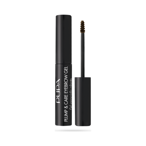 Pupa Eyebrow Gel - Fix Tint Enhance | 3 ml with spoolie brush coated in brown gel, perfect for natural-looking brow enhancement.
