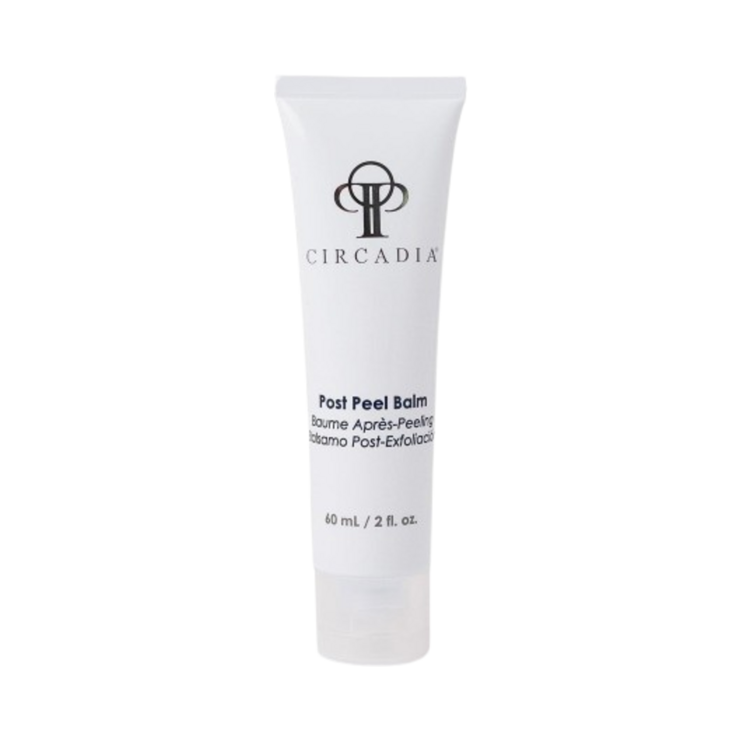 Circadia Post Peel Balm in a 60 mL squeeze tube, designed to soothe and protect skin after peels with a lipid-rich formula.