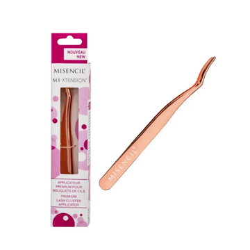 Misencil Lash Cluster Applicator MI-XTENSION in rose gold with angled tip for precise eyelash extension placement. Ideal for long-lasting adhesion.