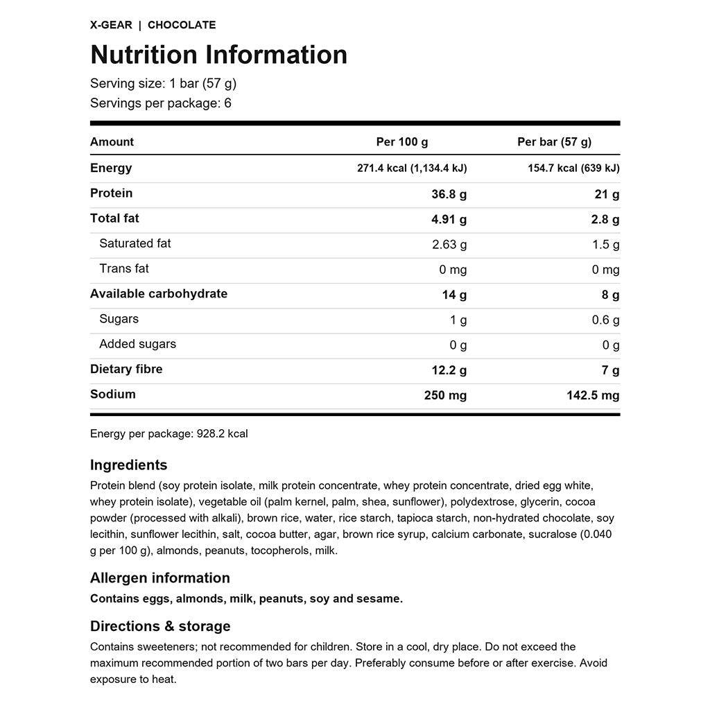 Protein World X-GEAR PROTEIN BARS, 6 Bars/Box