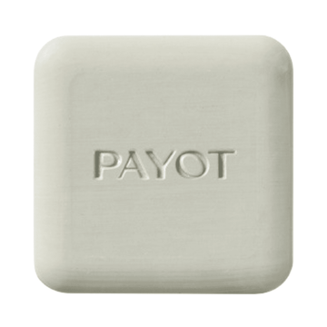 Purifying Cleansing Bar - Payot for blemish-prone skin, square soap bar with embossed logo. Ideal for face, chest, and back cleansing.