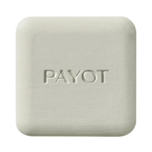 Purifying Cleansing Bar - Payot for blemish-prone skin, square soap bar with embossed logo. Ideal for face, chest, and back cleansing.